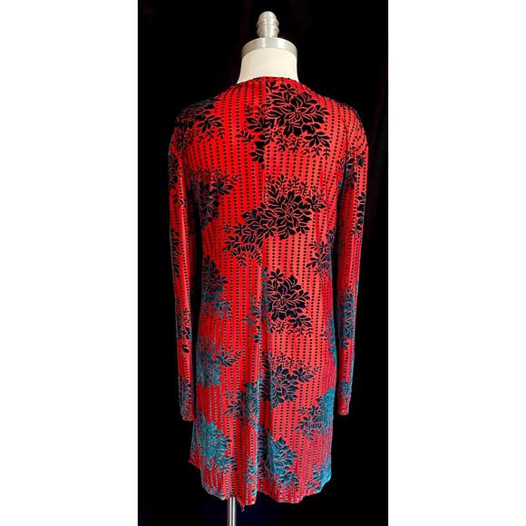 Zara Red Iridescent Teal Velvet Draped Long Sleeve Mini Dress Size M Womens NWT - Picture 4 of 10